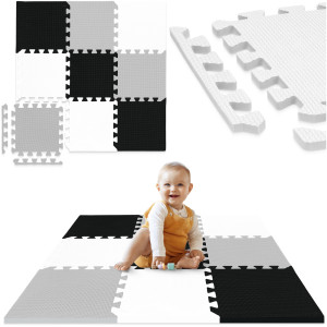 Hrací podložka pro děti puzzle 90 x 90 cm šedá