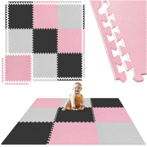 Sada 9 podložek na cvičení puzzle - "Pastelově růžová"