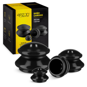 Gumové masážní baňky 4 ks. černé