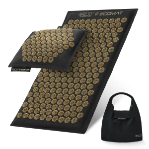ECO Akupressurmatte mit Buchweizenschalen und Kokosnuss, schwarz-gold
