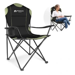 Campingstuhl mit Armlehnen XL – oliv-schwarz