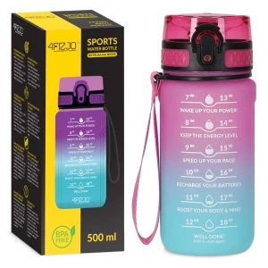 Kinder Motivationstrinkflasche, 0,5 L, rosa