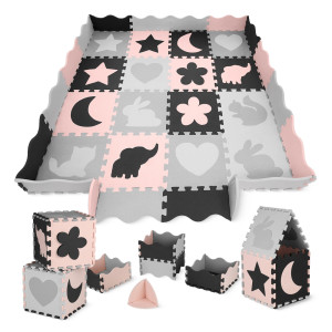 Mata edukacyjna dla dzieci puzzle 150 x 150 cm różowa