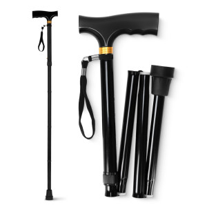 Składana laska z drewnianą rączką