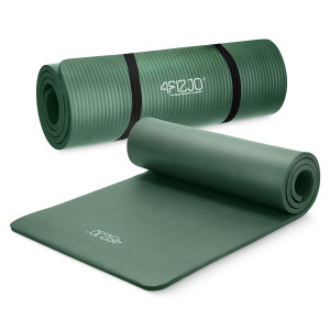Mata do ćwiczeń fitness i jogi NBR 180 × 60 × 1,5 cm szałwiowa zieleń