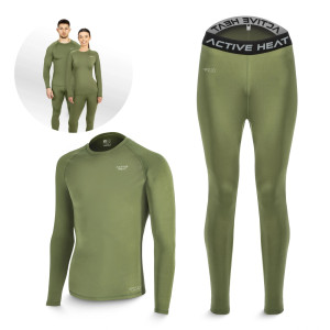 Bielizna termiczna unisex - zielony komplet koszulka + spodnie rozmiar XL