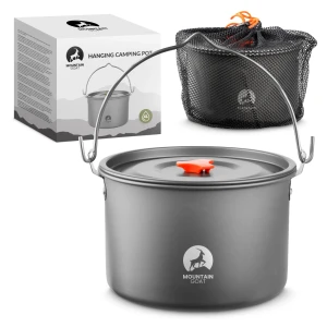 Oală mare de camping Mountain Goat de 4 litri, pentru foc de tabără și trepied