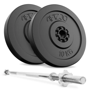 Set de greutăți din bitum de 20 kg + bară dreaptă de 150 cm