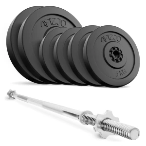 Set de greutăți din bitum de 40 kg + bară dreaptă de 180 cm