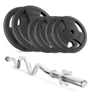 Set de culturism din fontă 40 kg + bară puternic curbă 120 cm