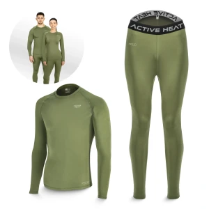 Lenjerie termică unisex - set verde, tricou + pantaloni, mărime S
