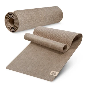 Covor de iută pentru exerciții și yoga, grosime 6 mm, antiderapant - bej