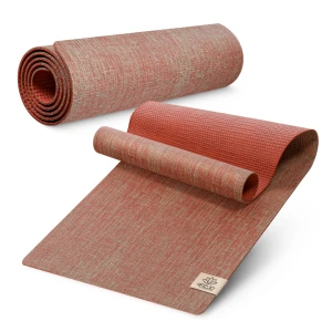 Covor de iută pentru exerciții și yoga, grosime 6 mm, antiderapant - bordo