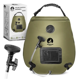 Duş de camping + solar 20 L, verde măsliniu