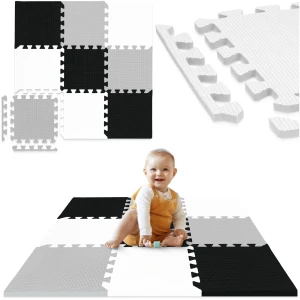 Covor puzzle educațional pentru copii 90 x 90 cm gri