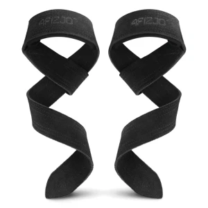 Curele de antrenament din piele pentru deadlift, negre