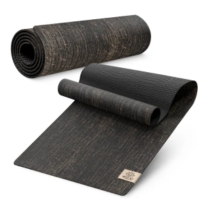 Covor de iută pentru exerciții și yoga, grosime 6 mm, antiderapant - negru