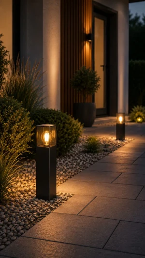 Lampa ogrodowa kwadratowy słupek 50 cm