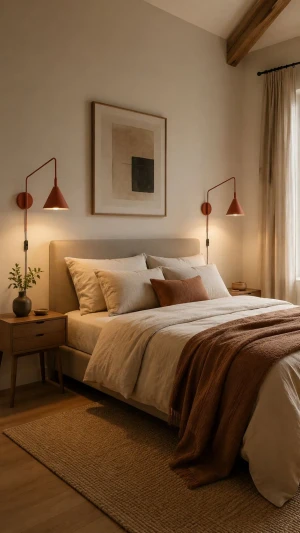 Kinkiet Nox czerwona ochra – designerska lampa ścienna z wtyczką