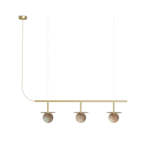 Robin :: Lampa wisząca Royal 3 szer. 90 cm mosiężno-alabastrowa