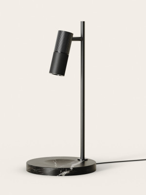 Aromas :: Lampa stołowa Tura C wys. 40 cm czarna skórzany klosz