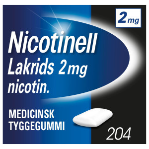 Nicotinell Lakrids 2 mg 204 stk Medicinsk tyggegummi