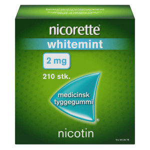 Nicorette Whitemint 2 mg 210 stk Medicinsk tyggegummi