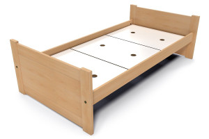 ABC MEUBLES Bett 90x190 1 Platz Holz Buche Solo - Roh (ohne Lack)