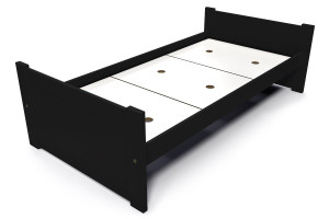 ABC MEUBLES Bett 90x190 1 Platz Holz Buche Solo - Schwarz