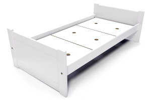 ABC MEUBLES Bett 90x190 1 Platz Holz Buche Solo - Weiß