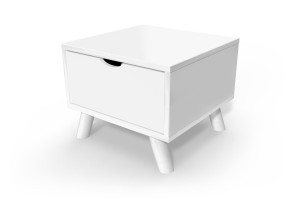 ABC MEUBLES Comodino stile nordico Viking con cassetto in legno massiccio -  Bianco