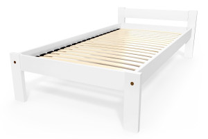 ABC MEUBLES Lit 90x190 enfant en bois hêtre Simply - Blanc