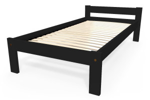 ABC MEUBLES Lit 90x190 enfant en bois hêtre Simply - Noir
