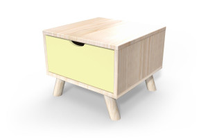 ABC MEUBLES Table de chevet Scandinave bois Viking + tiroir - Vernis naturel/Jaune