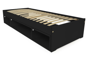 ABC MEUBLES Bett mit Stauraum Maël 90x200 - Schwarz