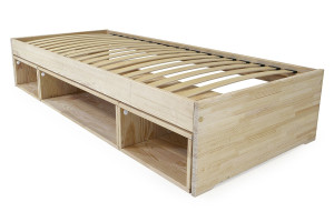 ABC MEUBLES Letto contenitore singolo Maël 90x200 -  Legno Grezzo (senza vernice)