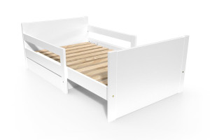 ABC MEUBLES Letto transformabile per bambini con cassetto portaoggetti -  Bianco