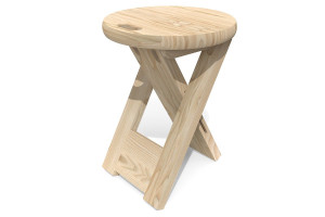 ABC MEUBLES Sgabello pieghevole vintage in legno -  Legno Grezzo (senza vernice)