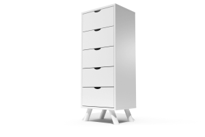 ABC MEUBLES Skandinavische lumpenhändler Viking 5 Schubladen aus Massivholz - Weiß