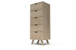 ABC MEUBLES Skandinavische lumpenhändler Viking 5 Schubladen aus Massivholz - Roh (ohne Lack)
