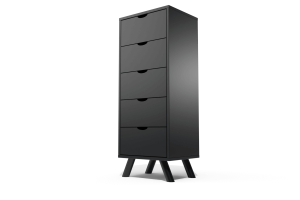 ABC MEUBLES Skandinavische lumpenhändler Viking 5 Schubladen aus Massivholz - Schwarz