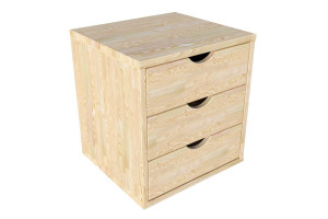 ABC MEUBLES Cassettiera ufficio 3 cassetti -  Legno Grezzo (senza vernice)