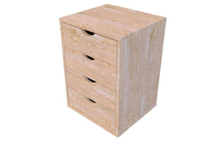 ABC MEUBLES Schubladencontainer mit 4 Schubladen - Roh (ohne Lack)