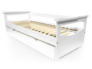 ABC MEUBLES Letto estraibile 80x190 Topaze pino massiccio -  Bianco