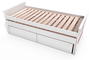 ABC MEUBLES Letto estraibile 90x200 Maxi in legno + cassetti -  Bianco