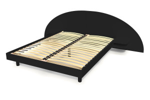 ABC MEUBLES 2 Sitzer Holzbett 140x190 mit Kopfteil und Nachttischen ARC - Schwarz