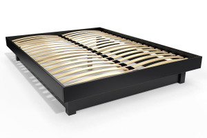 ABC MEUBLES Lit plateforme 140x190 bois massif - Noir