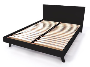 ABC MEUBLES Skandinavisches Bett Viking 140x200 aus Massivholz - Schwarz