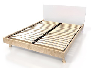 ABC MEUBLES Skandinavisches Bett Viking 160x200 aus Massivholz - Naturlack/Weiß