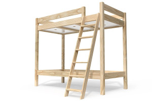 ABC MEUBLES Etagenbett 2 Plätze 90x190 geneigte Skala Holz ABC - Roh (ohne Lack)